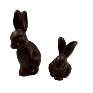 Vintage Enesco Chocolate Bunny Figurines 2 Piece Easter Spring Decor 1994